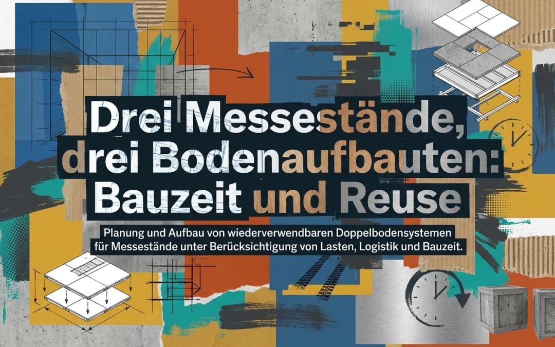 Drei Messestände, drei Bodenaufbauten: Bauzeit und Reuse